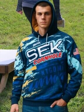 Berserk Colorful blue Kansas Cornhole unique Streetwear Graphic Hoodie Sz xL